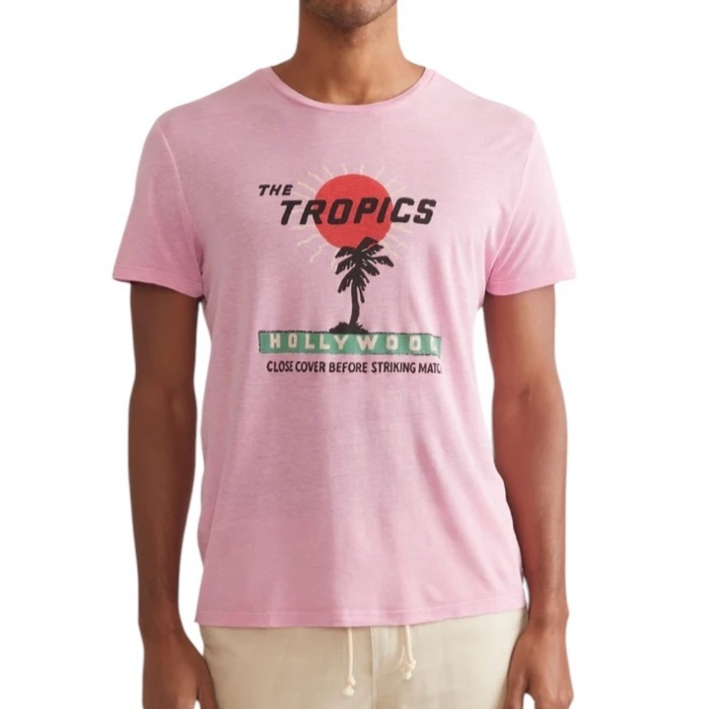 Marine Layer The Tropics Graphic Tee Pink Large NWT